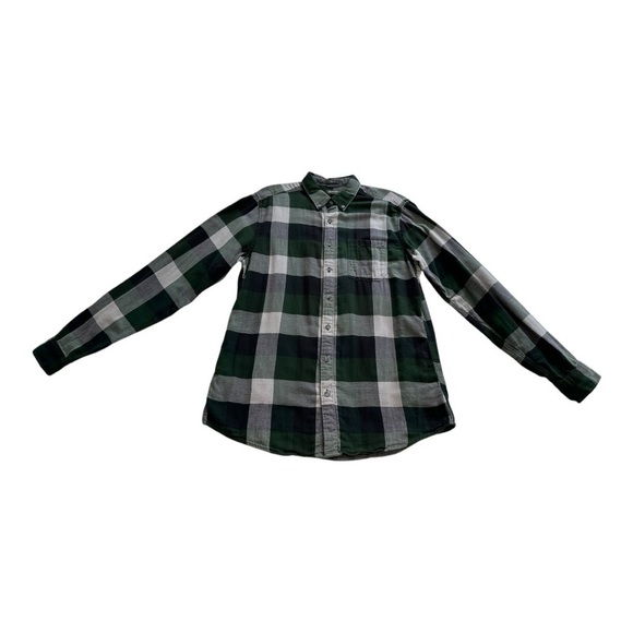 Eddie Bauer Checkered Green Button Down Long Sleeve Shirt - Size Large Tall - Picture 3 of 11